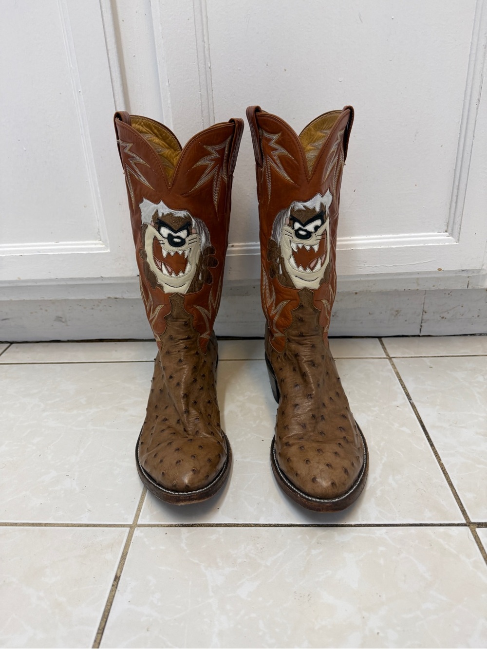 Gary Tucker Custom Ostrich Taz Cowboy Boots Approx 10.5 - Picture 7 of 16